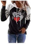 Valentine Leopard Heart Color Block Long Sleeve Tee