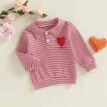 Toddler Boys' Valentine Heart Striped Long Sleeve T-shirt