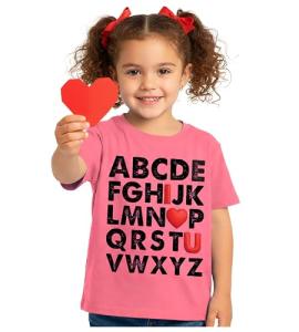 Valentine's Day ABC I Love You T-Shirt – Pink