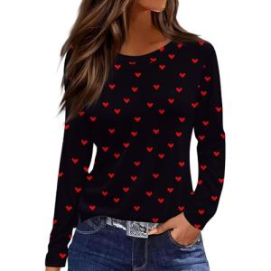 Women's Casual Heart Print Long Sleeve Sweatshirt