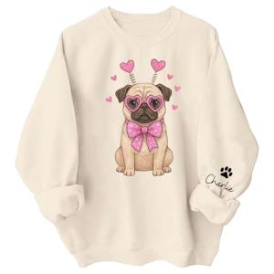 Personalized Valentine Pug Dog T-Shirt for Dog Lovers