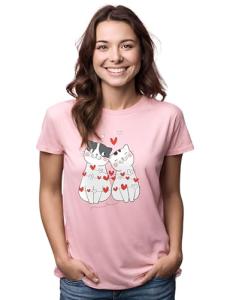 Cute Love Cats Valentine's Day T-Shirt for Couples