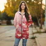 Valentine's Day Cute Print Oversized Hoodie T-Shirt