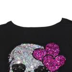 Vintage Gothic Skull Off The Shoulder Tee for Women