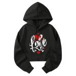 Cute Valentine's Day Heart Graphic Crop Sweatshirt