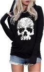 Vintage Gothic Skull Hoodie Tee for Women