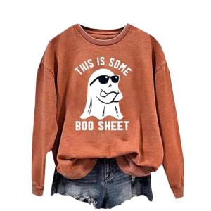 Funny Boo Sheet Halloween Sweatshirt for Women