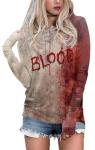 Bloody Horror Print Hoodie for Women