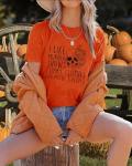 Funny Halloween Skull Graphic Tee for Women