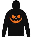 Women's Black Pumpkin Face Halloween Hoodie Tee