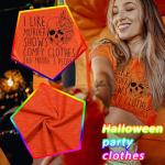 Funny Halloween Skull Graphic Tee for Women