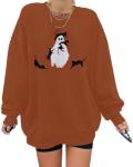 Spooky Season Oversized Cat Ghost Sweatshirt