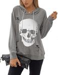 Gothic Skull Graphic Hoodie for Halloween