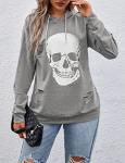 Gothic Skull Graphic Hoodie for Halloween