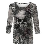 Women’s Skull Graphic 3/4 Sleeve Halloween T-Shirt