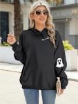Women's Halloween Graphic Oversized Hoodie - Black