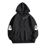Women's Halloween Graphic Oversized Hoodie - Black