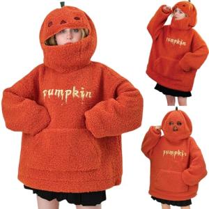 Cute Spooky Pumpkin Graphic Full Zip Hoodie