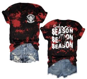 Cute Halloween Tie Dye Ghost T-Shirt for Women