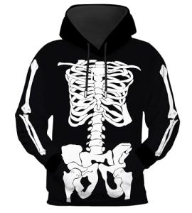 Halloween Skull Hoodie for Adults - Lightweight Pullover