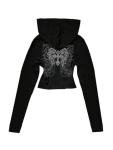 Women’s Gothic Zip-Up Hoodie T-Shirt – Black