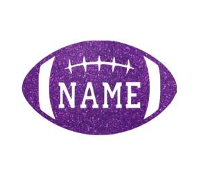 Custom Football Iron-On Decal – Purple Glitter