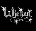 Funny Rhinestone Halloween V Neck T-Shirt - Black