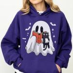 Cute Ghost Cat Book Lover T-Shirt