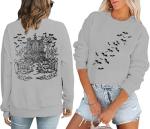Spooky Bats Pumpkin Halloween Sweatshirt for Women