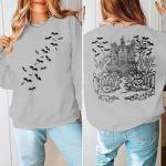 Spooky Bats Pumpkin Halloween Sweatshirt for Women