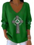 Funny Irish Celtic Cross V Neck T-Shirt