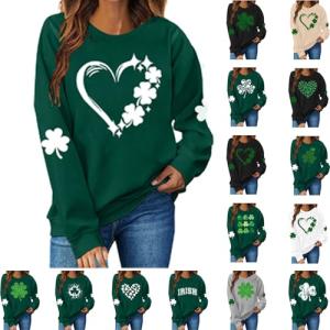 St. Patrick's Day Clover Graphic Sweatshirt for Women