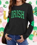 Shamrock Print Long Sleeve St. Patrick's Day Shirt