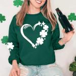St. Patrick's Day Clover Graphic Sweatshirt for Women