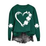 St. Patrick's Day Clover Graphic Sweatshirt for Women
