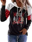 Buffalo Plaid Leopard Christmas Hoodie Shirt for Women