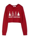 Girls' Christmas Tree Graphic Cropped Hoodie
