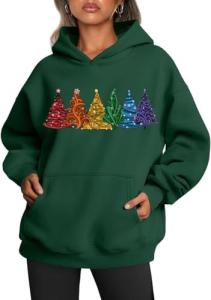 Colorful Christmas Tree Oversized Hoodie for Women