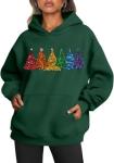 Colorful Christmas Tree Oversized Hoodie for Women