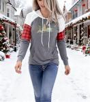 Merry Christmas Tree Graphic Plaid Hoodie T-Shirt