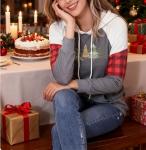 Merry Christmas Tree Graphic Plaid Hoodie T-Shirt