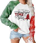 Merry Christmas Women’s Color Block Tee Gray