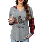 Quatrefox Merry Christmas Plaid Hoodie for Women