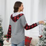 Quatrefox Merry Christmas Plaid Hoodie for Women