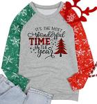 Merry Christmas Women’s Color Block Tee Gray