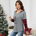 Quatrefox Merry Christmas Plaid Hoodie for Women