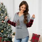 Quatrefox Merry Christmas Plaid Hoodie for Women