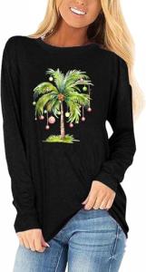 Women's Christmas Coconut Tree Long Sleeve T-Shirt