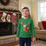 Cute Reindeer Ugly Christmas Shirt for Kids
