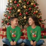 Cute Reindeer Ugly Christmas Shirt for Kids